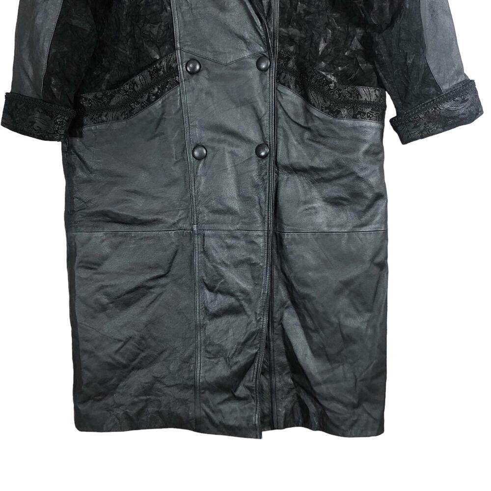Wilsons Leather Black Mixed Media Long Coat Vinta… - image 7